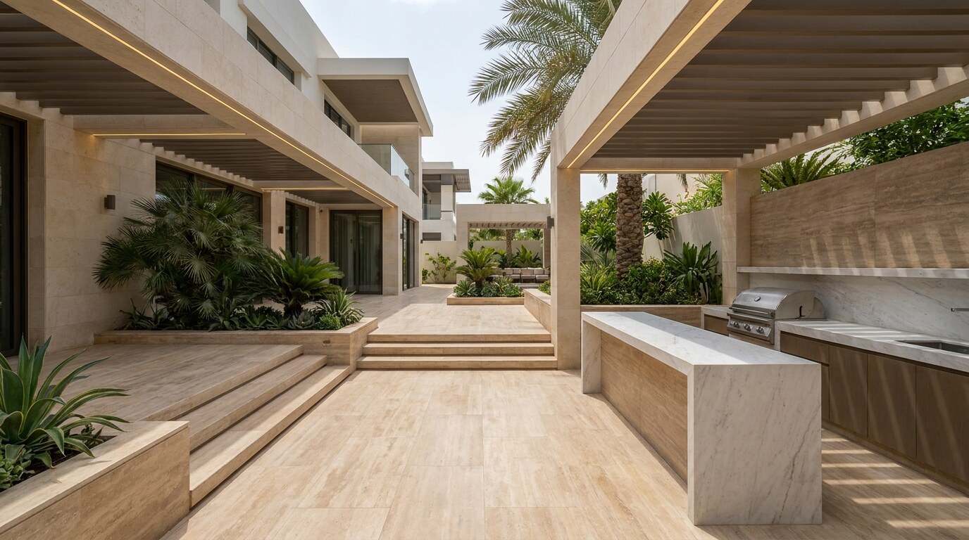 Travertine, Marble, and Quartzite in Dubai Villas: A Decade Based Material Guide