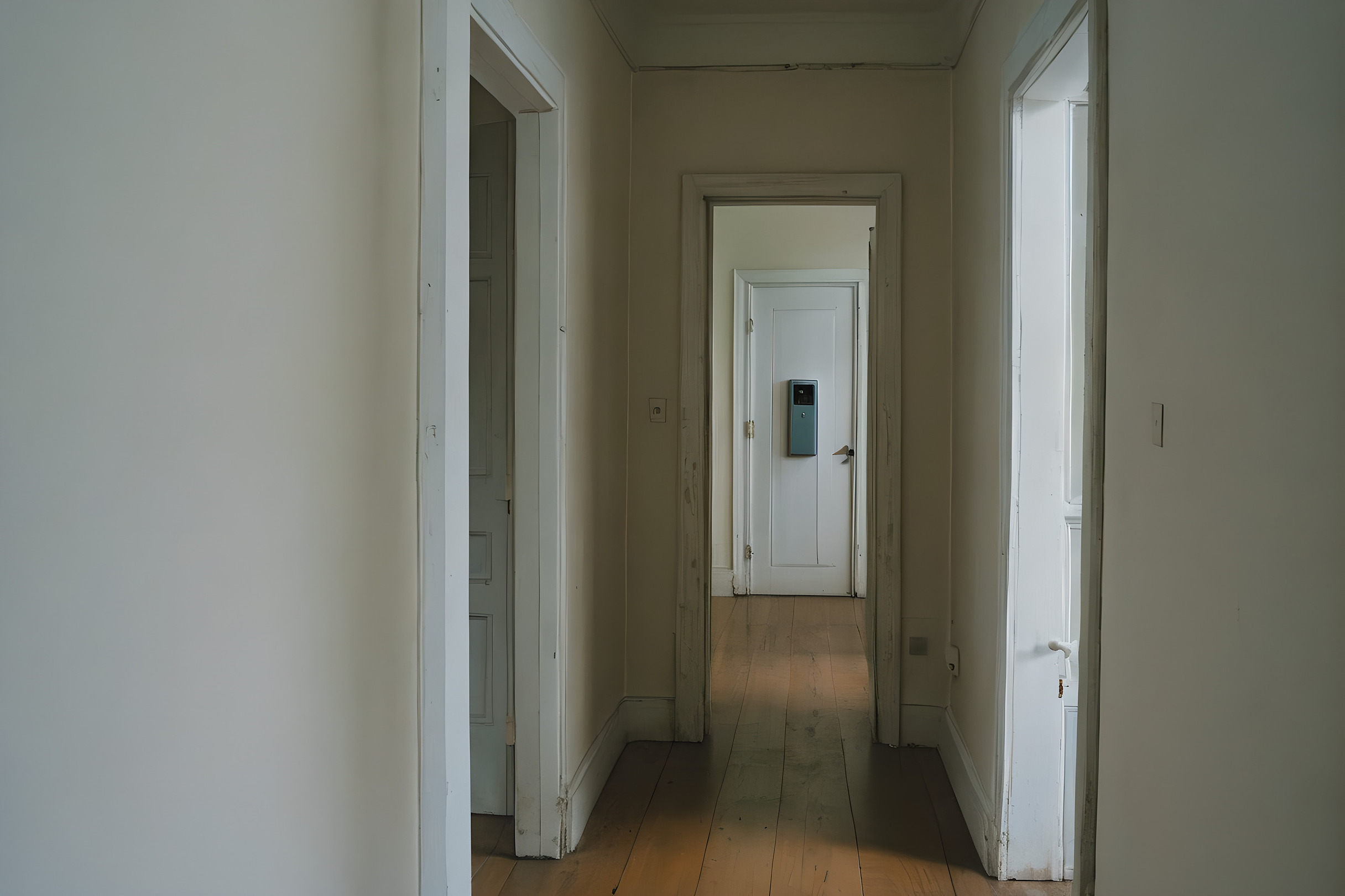 Hallway with several door openings